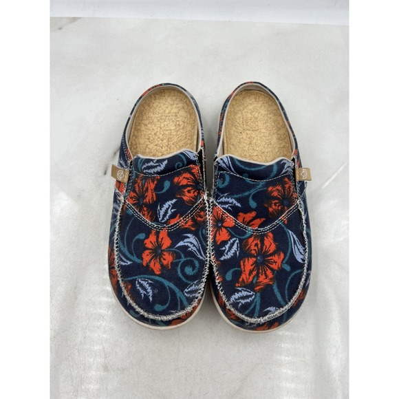 Spenco Shoes Womens Size 8 Blue Red Floral Canvas Slip On Comfort Loafers Casual - Picture 6 of 13